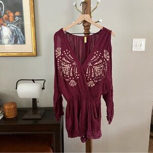 Burgundy Free People Romper
